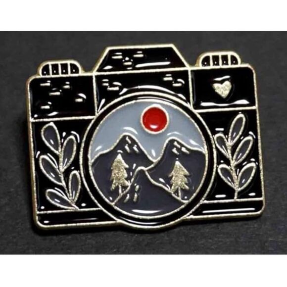 Camera Lover's Mountain Enamel Pin - Picture 1 of 2